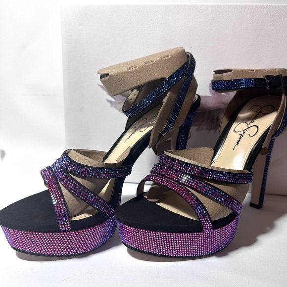 Jessica Simpson Balina Faux Suede Platform Ankle Wrap Dress SandalsBlack 9 size - Picture 9 of 13